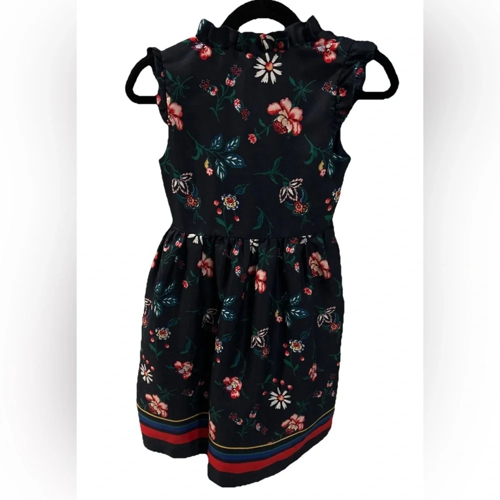 Janie and Jack Dark Blue Floral Dress with Red Accent